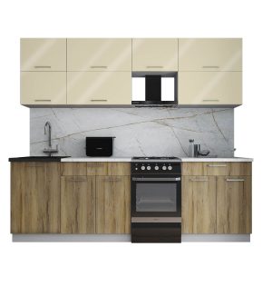 ГОТОВАЯ КУХНЯ ГЛОСС 50-24 (ВАНИЛЬ ГЛЯНЕЦ/ ДУБ ВОТАН)