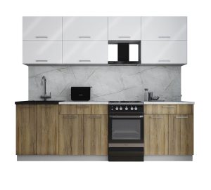 ГОТОВАЯ КУХНЯ ГЛОСС 50-25 (БЕЛЫЙ ГЛЯНЕЦ/ ДУБ ВОТАН)