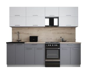 ГОТОВАЯ КУХНЯ ГЛОСС 50-25 (БЕЛЫЙ СОФТ/ СЕРЫЙ СОФТ)