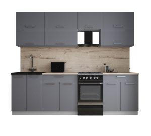 ГОТОВАЯ КУХНЯ ГЛОСС 50-25 (СЕРЫЙ СОФТ/ СЕРЫЙ СОФТ)