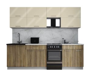 ГОТОВАЯ КУХНЯ ГЛОСС 50-25 (ВАНИЛЬ ГЛЯНЕЦ/ ДУБ ВОТАН)