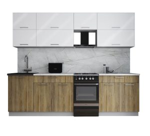 ГОТОВАЯ КУХНЯ ГЛОСС 50-26 (БЕЛЫЙ ГЛЯНЕЦ/ ДУБ ВОТАН)