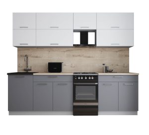 ГОТОВАЯ КУХНЯ ГЛОСС 50-26 (БЕЛЫЙ СОФТ/ СЕРЫЙ СОФТ)