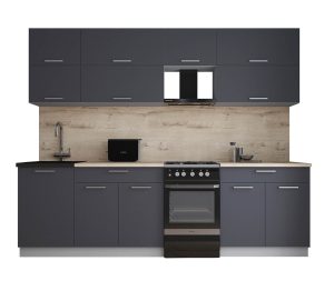 ГОТОВАЯ КУХНЯ ГЛОСС 50-26 (ГРАФИТ СОФТ/ ГРАФИТ СОФТ)
