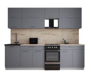 ГОТОВАЯ КУХНЯ ГЛОСС 50-26 (СЕРЫЙ СОФТ/ СЕРЫЙ СОФТ)