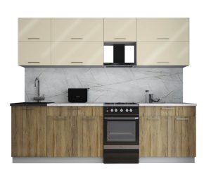 ГОТОВАЯ КУХНЯ ГЛОСС 50-26 (ВАНИЛЬ ГЛЯНЕЦ/ ДУБ ВОТАН)