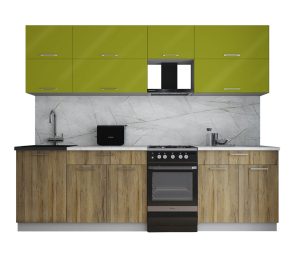 ГОТОВАЯ КУХНЯ ГЛОСС 50-26 (ЯБЛОКО ГЛЯНЕЦ/ ДУБ ВОТАН)