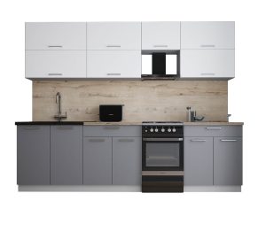 ГОТОВАЯ КУХНЯ ГЛОСС 50-27 (БЕЛЫЙ СОФТ/ СЕРЫЙ СОФТ)