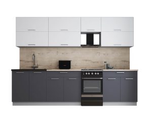 ГОТОВАЯ КУХНЯ ГЛОСС 50-29 (БЕЛЫЙ СОФТ/ ГРАФИТ СОФТ)