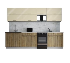 ГОТОВАЯ КУХНЯ ГЛОСС 50-29 (ВАНИЛЬ ГЛЯНЕЦ/ ДУБ ВОТАН)