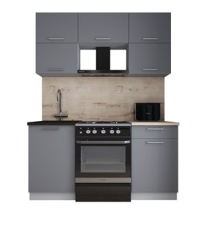 ГОТОВАЯ КУХНЯ ГЛОСС 60-16 (СЕРЫЙ СОФТ/ СЕРЫЙ СОФТ)