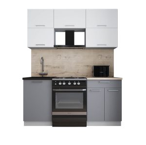 ГОТОВАЯ КУХНЯ ГЛОСС 60-17 (БЕЛЫЙ СОФТ/ СЕРЫЙ СОФТ)