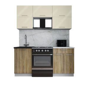 ГОТОВАЯ КУХНЯ ГЛОСС 60-17 (ВАНИЛЬ ГЛЯНЕЦ/ ДУБ ВОТАН)