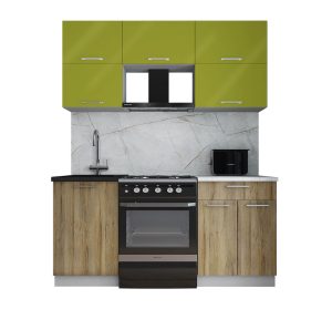 ГОТОВАЯ КУХНЯ ГЛОСС 60-17 (ЯБЛОКО ГЛЯНЕЦ/ ДУБ ВОТАН)