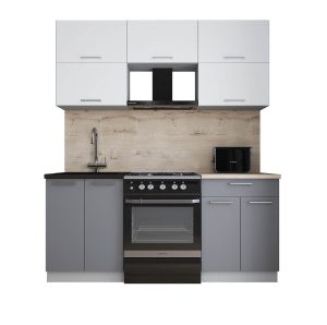 ГОТОВАЯ КУХНЯ ГЛОСС 60-18 (БЕЛЫЙ СОФТ/ СЕРЫЙ СОФТ)