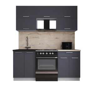 ГОТОВАЯ КУХНЯ ГЛОСС 60-18 (ГРАФИТ СОФТ/ ГРАФИТ СОФТ)