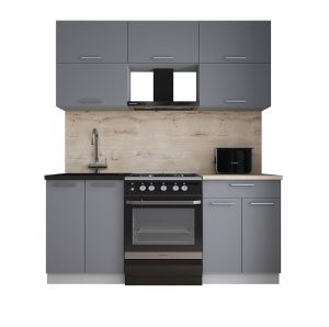 ГОТОВАЯ КУХНЯ ГЛОСС 60-18 (СЕРЫЙ СОФТ/ СЕРЫЙ СОФТ)