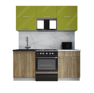 ГОТОВАЯ КУХНЯ ГЛОСС 60-18 (ЯБЛОКО ГЛЯНЕЦ/ ДУБ ВОТАН)