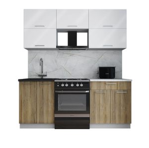 ГОТОВАЯ КУХНЯ ГЛОСС 60-19 (БЕЛЫЙ ГЛЯНЕЦ/ ДУБ ВОТАН)