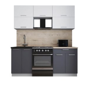 ГОТОВАЯ КУХНЯ ГЛОСС 60-19 (БЕЛЫЙ СОФТ/ ГРАФИТ СОФТ)
