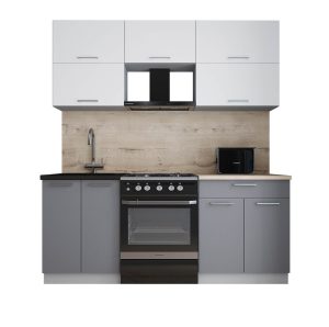 ГОТОВАЯ КУХНЯ ГЛОСС 60-19 (БЕЛЫЙ СОФТ/ СЕРЫЙ СОФТ)