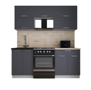 ГОТОВАЯ КУХНЯ ГЛОСС 60-19 (ГРАФИТ СОФТ/ ГРАФИТ СОФТ)