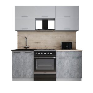 ГОТОВАЯ КУХНЯ ГЛОСС 60-19 (ПЕПЕЛ СОФТ/ КЕРАМИКА)