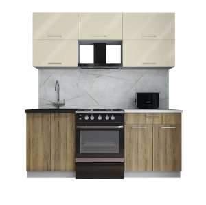 ГОТОВАЯ КУХНЯ ГЛОСС 60-19 (ВАНИЛЬ ГЛЯНЕЦ/ ДУБ ВОТАН)