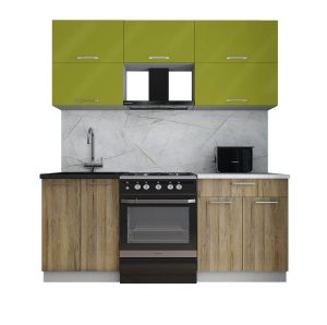 ГОТОВАЯ КУХНЯ ГЛОСС 60-19 (ЯБЛОКО ГЛЯНЕЦ/ ДУБ ВОТАН)