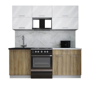 ГОТОВАЯ КУХНЯ ГЛОСС 60-20 (БЕЛЫЙ ГЛЯНЕЦ/ ДУБ ВОТАН)