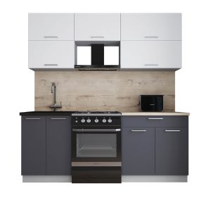 ГОТОВАЯ КУХНЯ ГЛОСС 60-20 (БЕЛЫЙ СОФТ/ ГРАФИТ СОФТ)