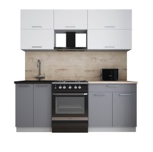 ГОТОВАЯ КУХНЯ ГЛОСС 60-20 (БЕЛЫЙ СОФТ/ СЕРЫЙ СОФТ)