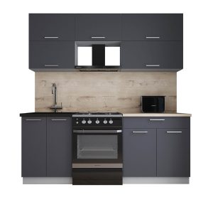 ГОТОВАЯ КУХНЯ ГЛОСС 60-20 (ГРАФИТ СОФТ/ ГРАФИТ СОФТ)