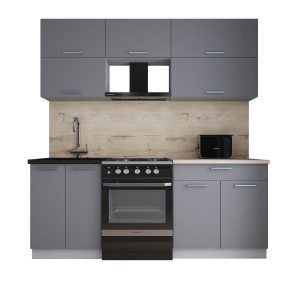 ГОТОВАЯ КУХНЯ ГЛОСС 60-20 (СЕРЫЙ СОФТ/ СЕРЫЙ СОФТ)