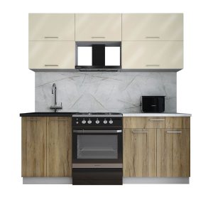 ГОТОВАЯ КУХНЯ ГЛОСС 60-20 (ВАНИЛЬ ГЛЯНЕЦ/ ДУБ ВОТАН)