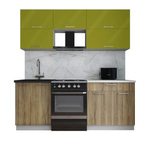 ГОТОВАЯ КУХНЯ ГЛОСС 60-20 (ЯБЛОКО ГЛЯНЕЦ/ ДУБ ВОТАН)