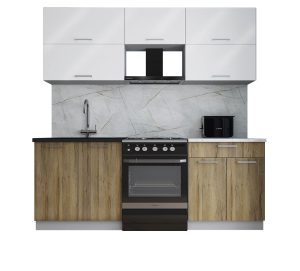 ГОТОВАЯ КУХНЯ ГЛОСС 60-21 (БЕЛЫЙ ГЛЯНЕЦ/ ДУБ ВОТАН)