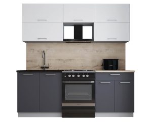 ГОТОВАЯ КУХНЯ ГЛОСС 60-21 (БЕЛЫЙ СОФТ/ ГРАФИТ СОФТ)