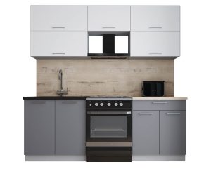 ГОТОВАЯ КУХНЯ ГЛОСС 60-21 (БЕЛЫЙ СОФТ/ СЕРЫЙ СОФТ)