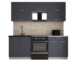 ГОТОВАЯ КУХНЯ ГЛОСС 60-21 (ГРАФИТ СОФТ/ ГРАФИТ СОФТ)