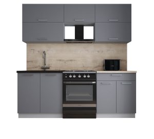 ГОТОВАЯ КУХНЯ ГЛОСС 60-21 (СЕРЫЙ СОФТ/ СЕРЫЙ СОФТ)
