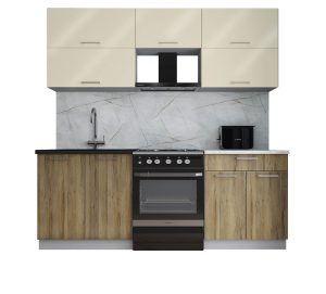 ГОТОВАЯ КУХНЯ ГЛОСС 60-21 (ВАНИЛЬ ГЛЯНЕЦ/ ДУБ ВОТАН)