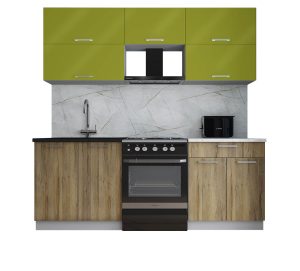 ГОТОВАЯ КУХНЯ ГЛОСС 60-21 (ЯБЛОКО ГЛЯНЕЦ/ ДУБ ВОТАН)