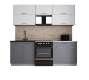 ГОТОВАЯ КУХНЯ ГЛОСС 60-22 (БЕЛЫЙ СОФТ/ СЕРЫЙ СОФТ)