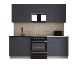 ГОТОВАЯ КУХНЯ ГЛОСС 60-22 (ГРАФИТ СОФТ/ ГРАФИТ СОФТ)