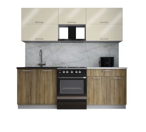 ГОТОВАЯ КУХНЯ ГЛОСС 60-22 (ВАНИЛЬ ГЛЯНЕЦ/ ДУБ ВОТАН)