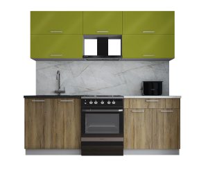 ГОТОВАЯ КУХНЯ ГЛОСС 60-22 (ЯБЛОКО ГЛЯНЕЦ/ ДУБ ВОТАН)