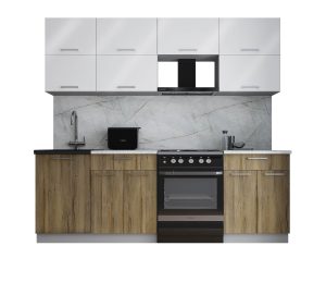 ГОТОВАЯ КУХНЯ ГЛОСС 60-23 (БЕЛЫЙ ГЛЯНЕЦ/ ДУБ ВОТАН)