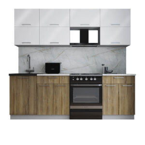 ГОТОВАЯ КУХНЯ ГЛОСС 60-23 (БЕЛЫЙ ГЛЯНЕЦ/ ДУБ ВОТАН)