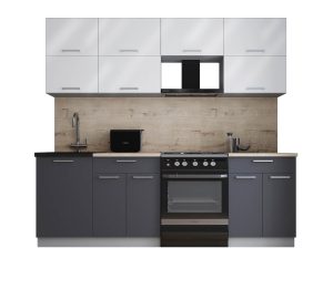 ГОТОВАЯ КУХНЯ ГЛОСС 60-23 (БЕЛЫЙ ГЛЯНЕЦ/ ГРАФИТ СОФТ)